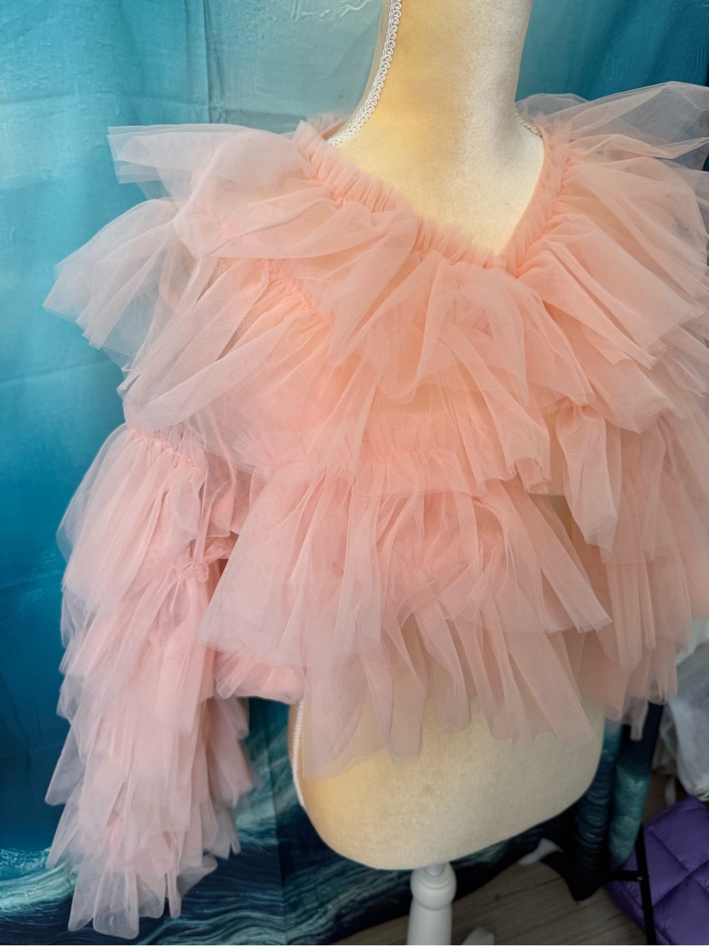 Kate Hewko Pale Pink Tulle Bolero Shrug - Picture 4 of 6